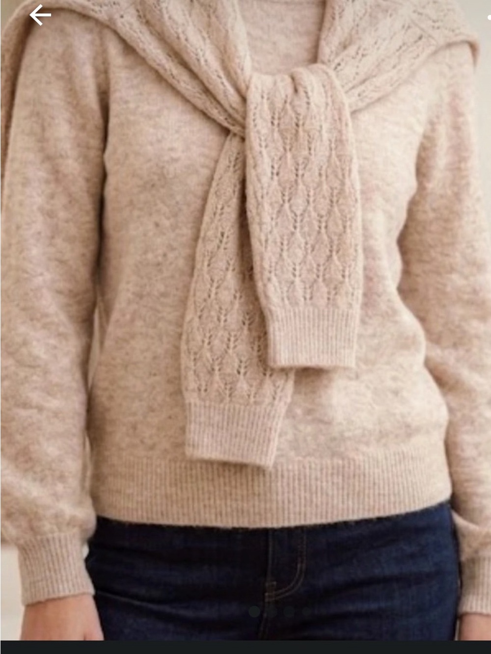 Women's Scoopneck Cozy Knit Sweater in Light Beige